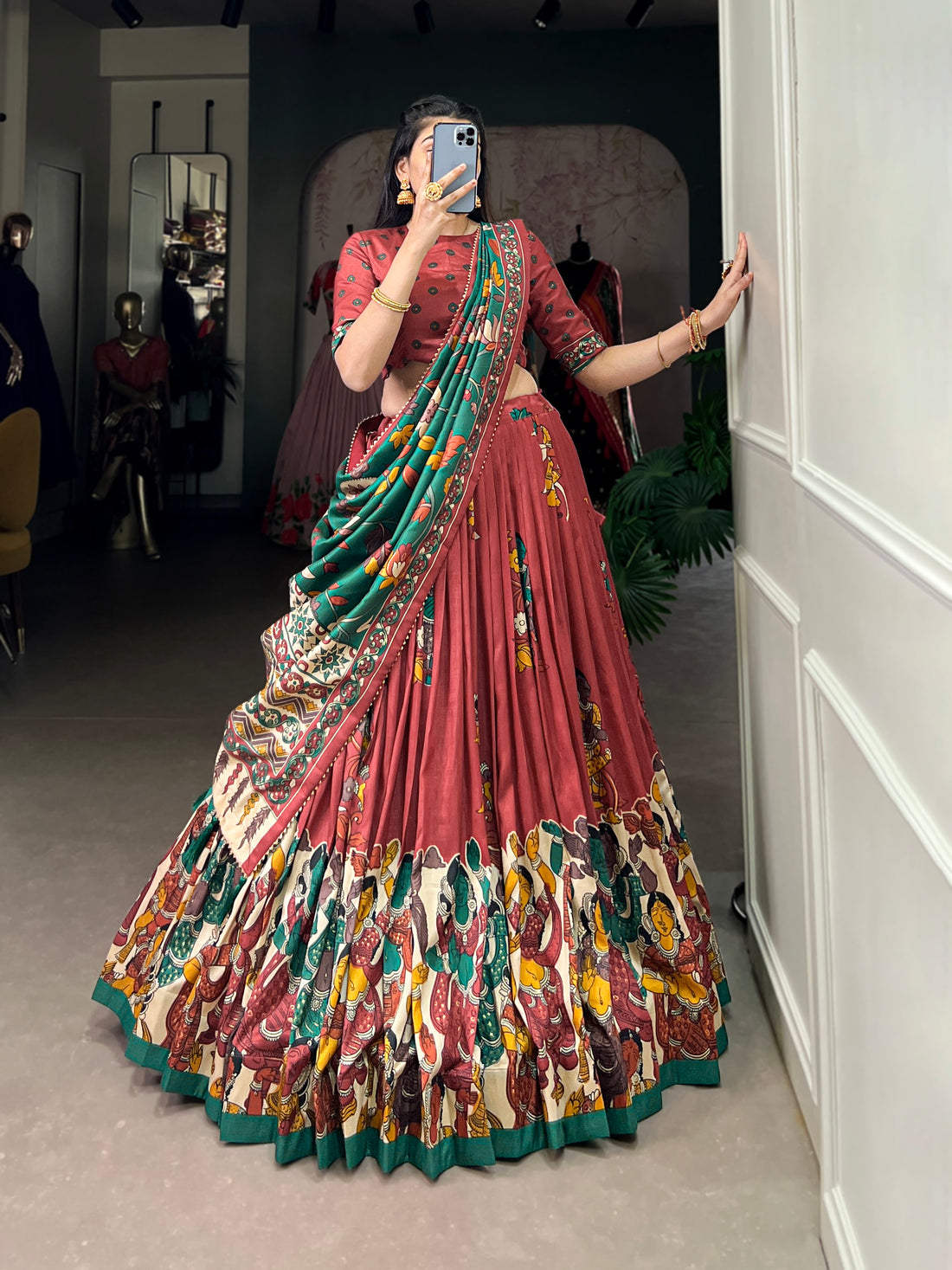 navratri  special  multi color printed  lengha's collaction