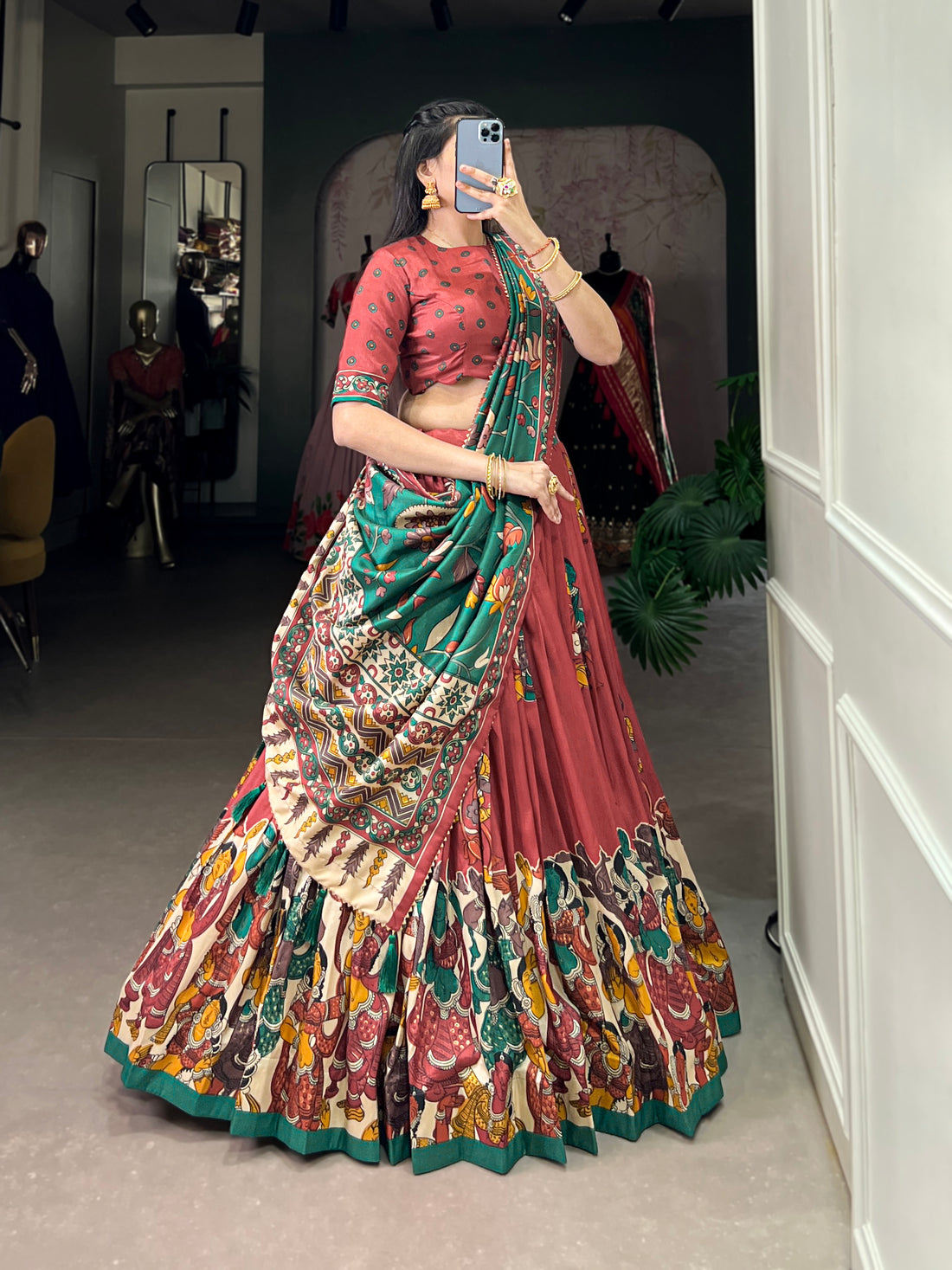 navratri  special  multi color printed  lengha's collaction