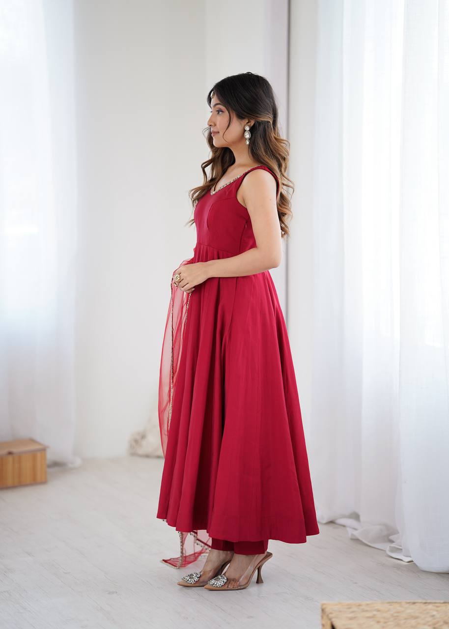 ROMANSILK CHANDERI FABRIC FULLY FLAIR ANARKAL