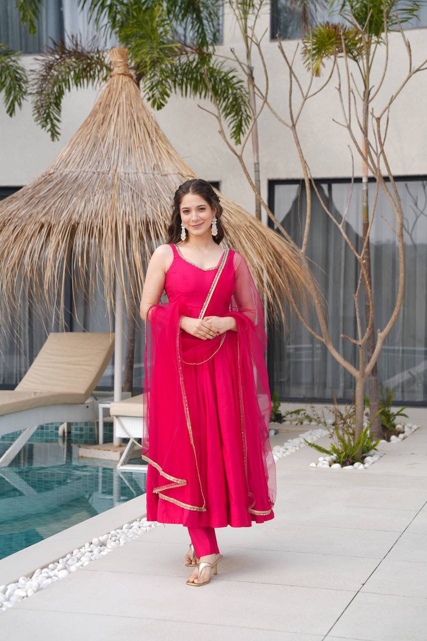 ROMANSILK CHANDERI FABRIC FULLY FLAIR ANARKAL