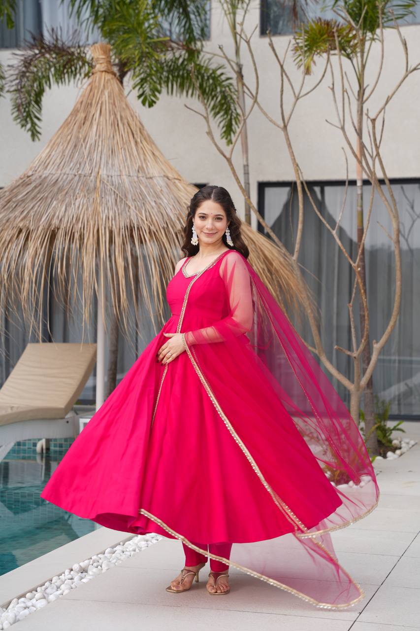 ROMANSILK CHANDERI FABRIC FULLY FLAIR ANARKAL