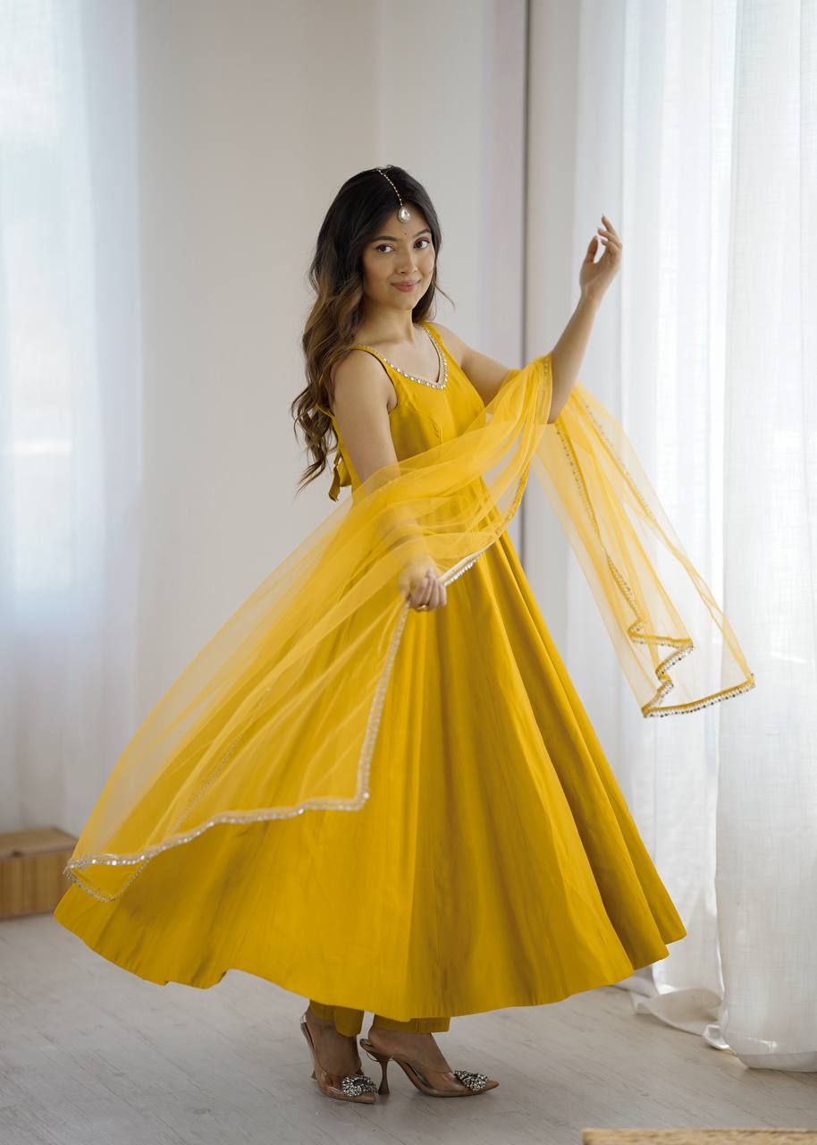 ROMANSILK CHANDERI FABRIC FULLY FLAIR ANARKAL