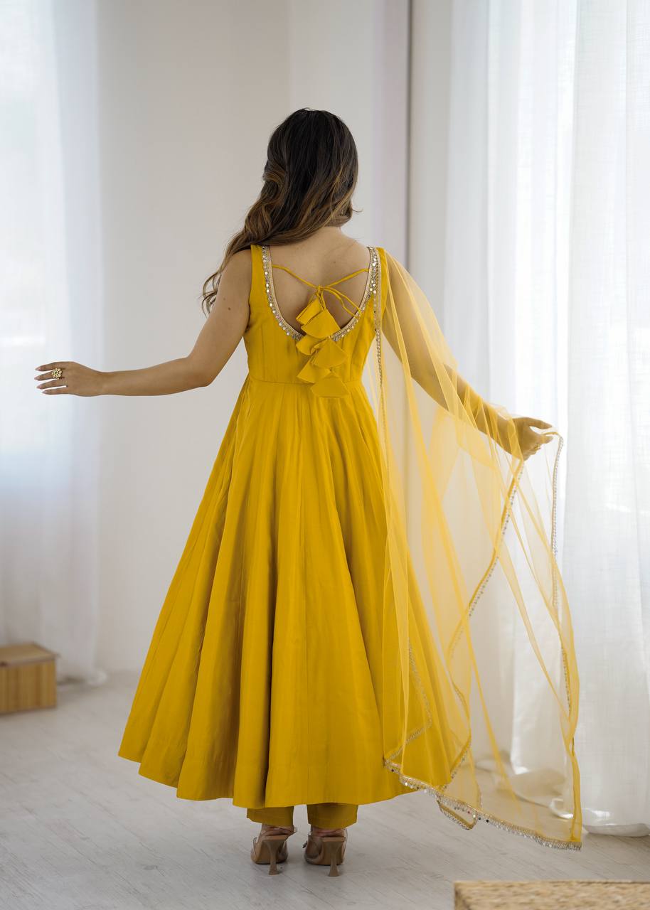 ROMANSILK CHANDERI FABRIC FULLY FLAIR ANARKAL