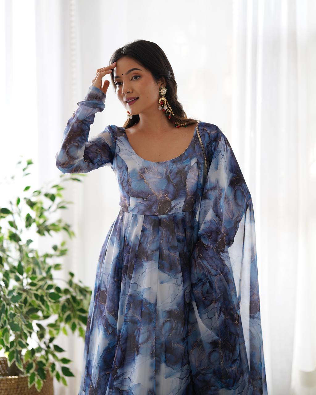 PURE SOFT ORGANJA SILK MARBLE PRINT FABRIC FULLY FLAIR KALI