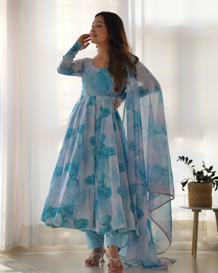 PURE SOFT ORGANJA SILK MARBLE PRINT FABRIC FULLY FLAIR KALI