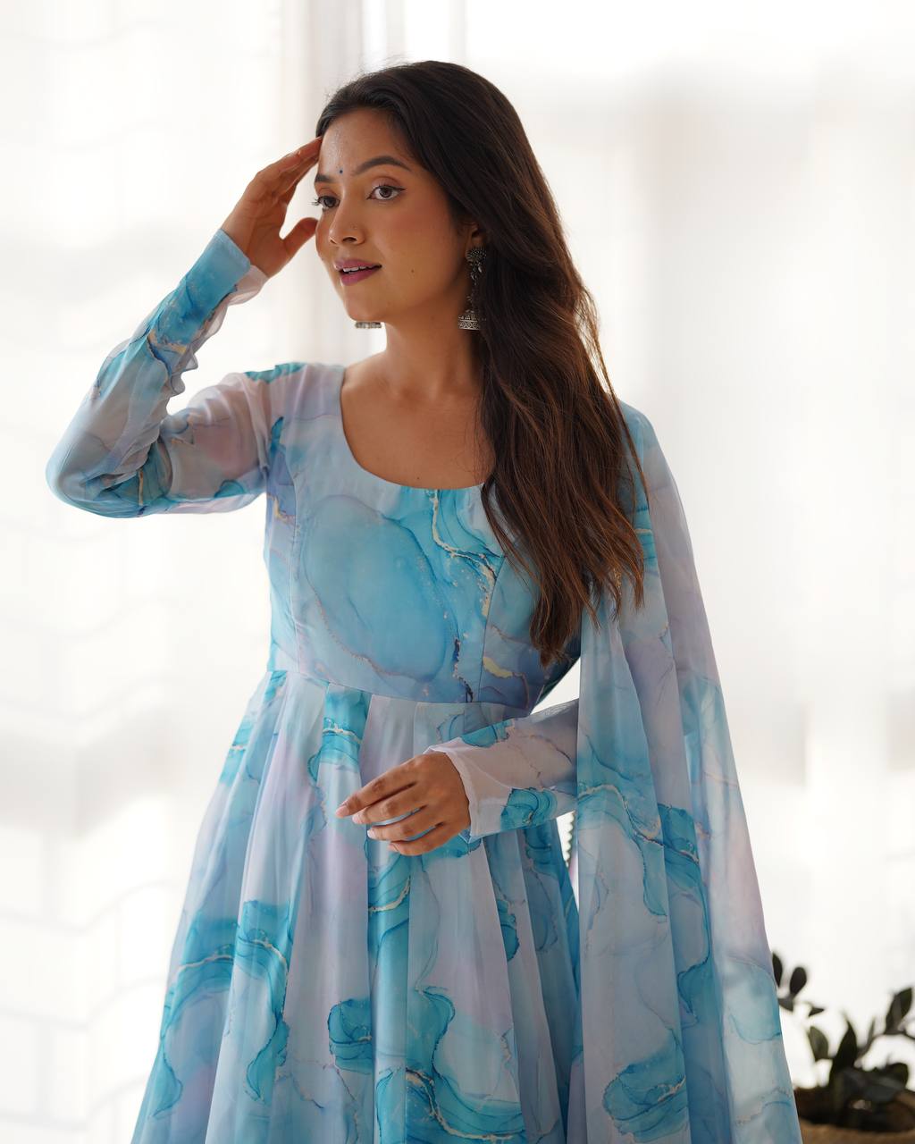 PURE SOFT ORGANJA SILK MARBLE PRINT FABRIC FULLY FLAIR KALI