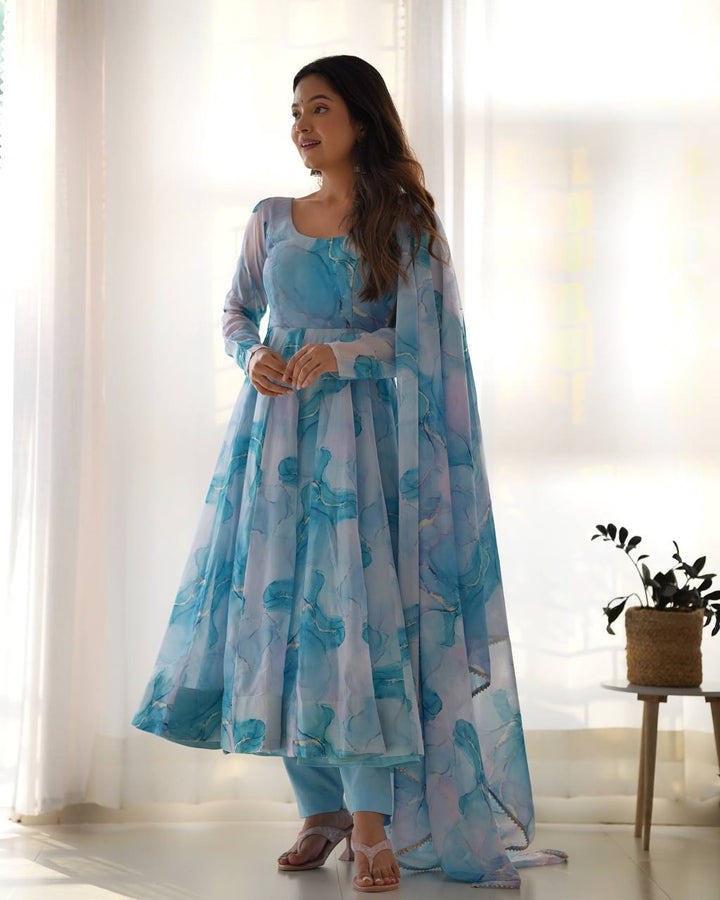 PURE SOFT ORGANJA SILK MARBLE PRINT FABRIC FULLY FLAIR KALI