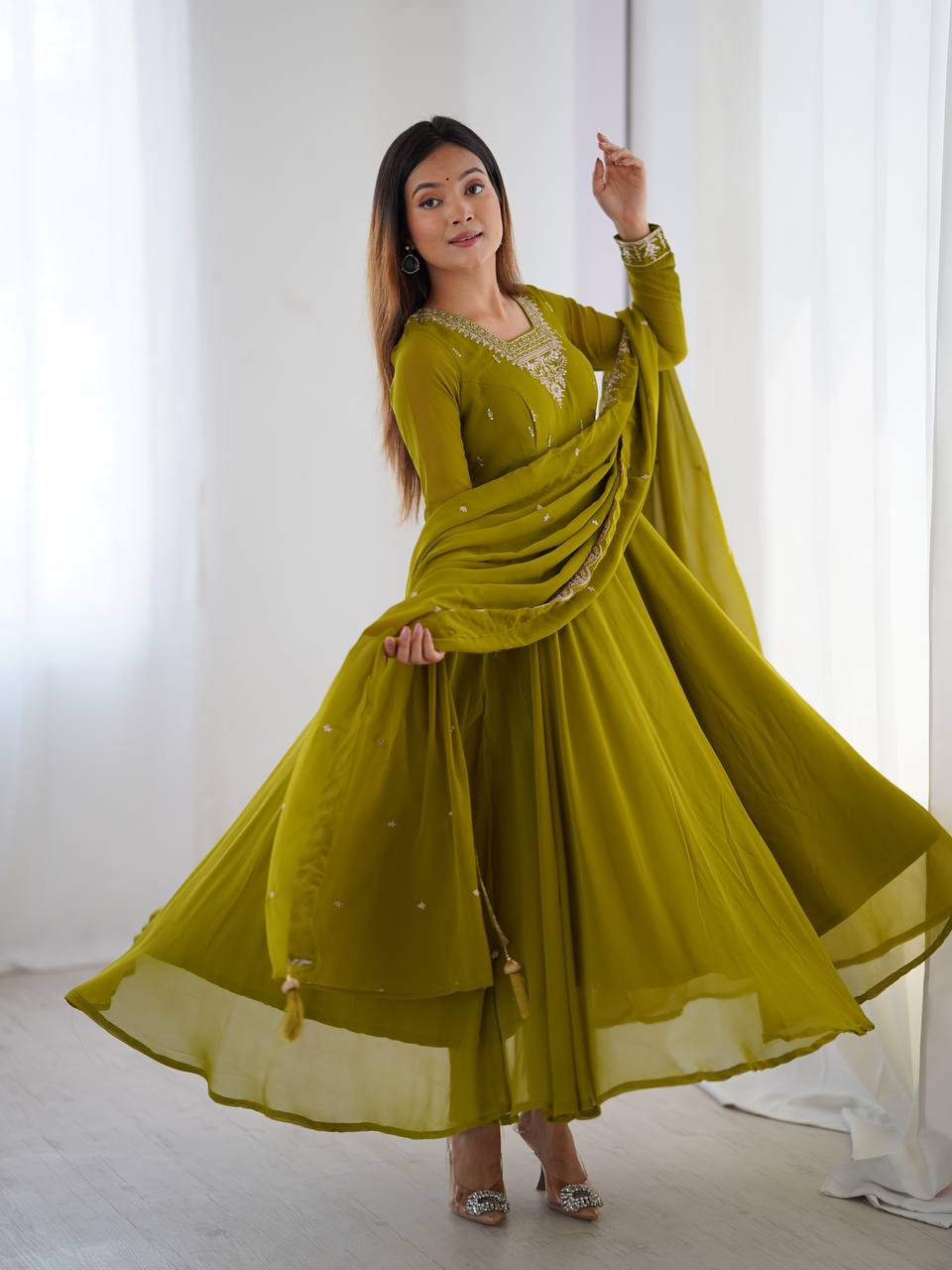 PURE SOFT FOX GEORGETTE FABRIC FULLY FLAIR ANARKALI