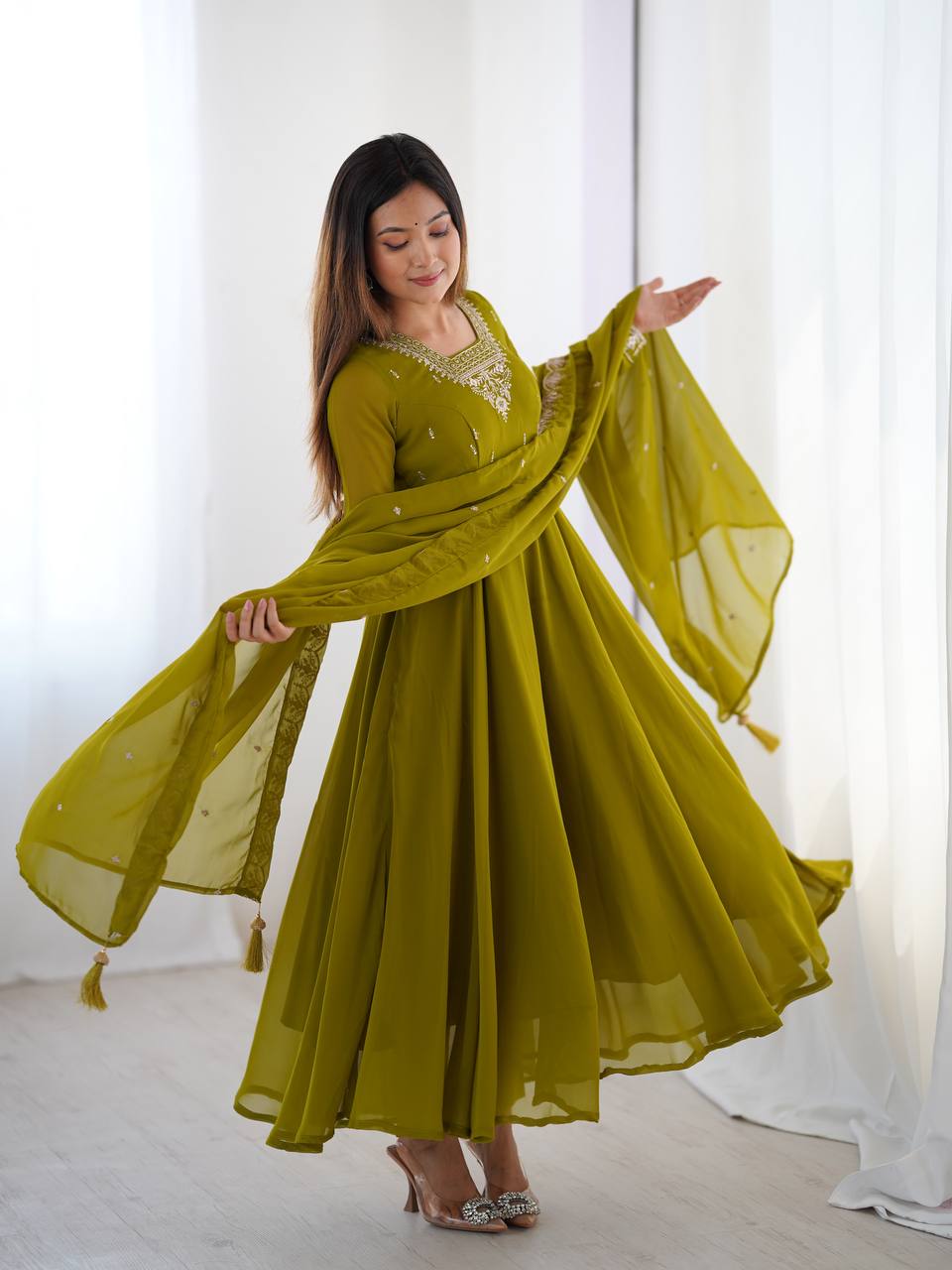 PURE SOFT FOX GEORGETTE FABRIC FULLY FLAIR ANARKALI