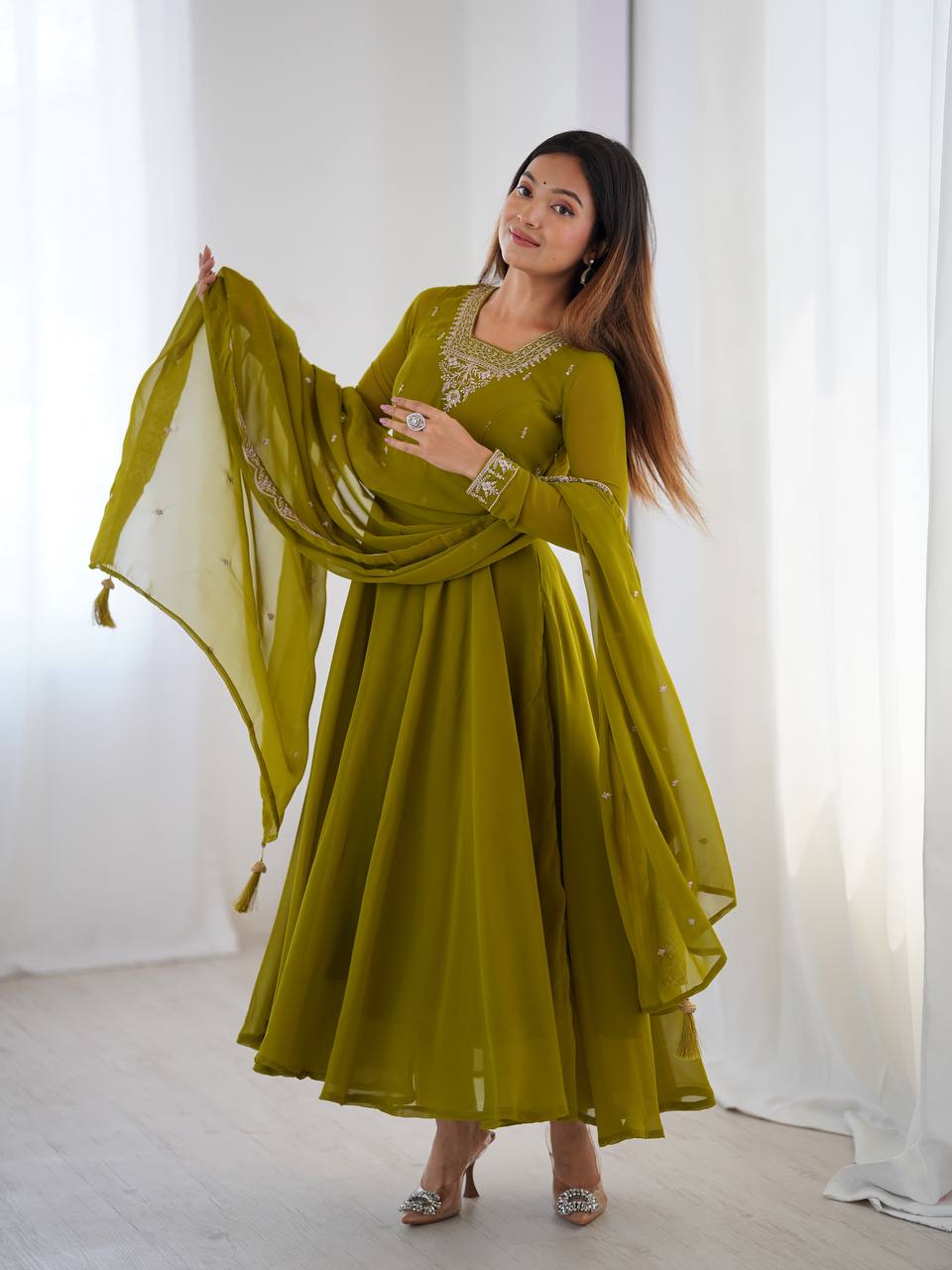 PURE SOFT FOX GEORGETTE FABRIC FULLY FLAIR ANARKALI