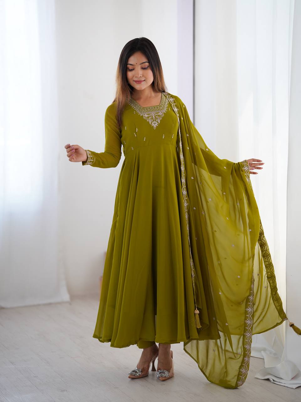 PURE SOFT FOX GEORGETTE FABRIC FULLY FLAIR ANARKALI