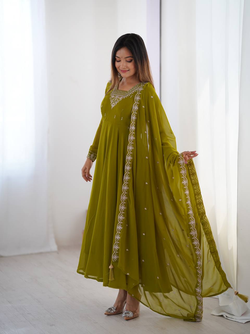 PURE SOFT FOX GEORGETTE FABRIC FULLY FLAIR ANARKALI