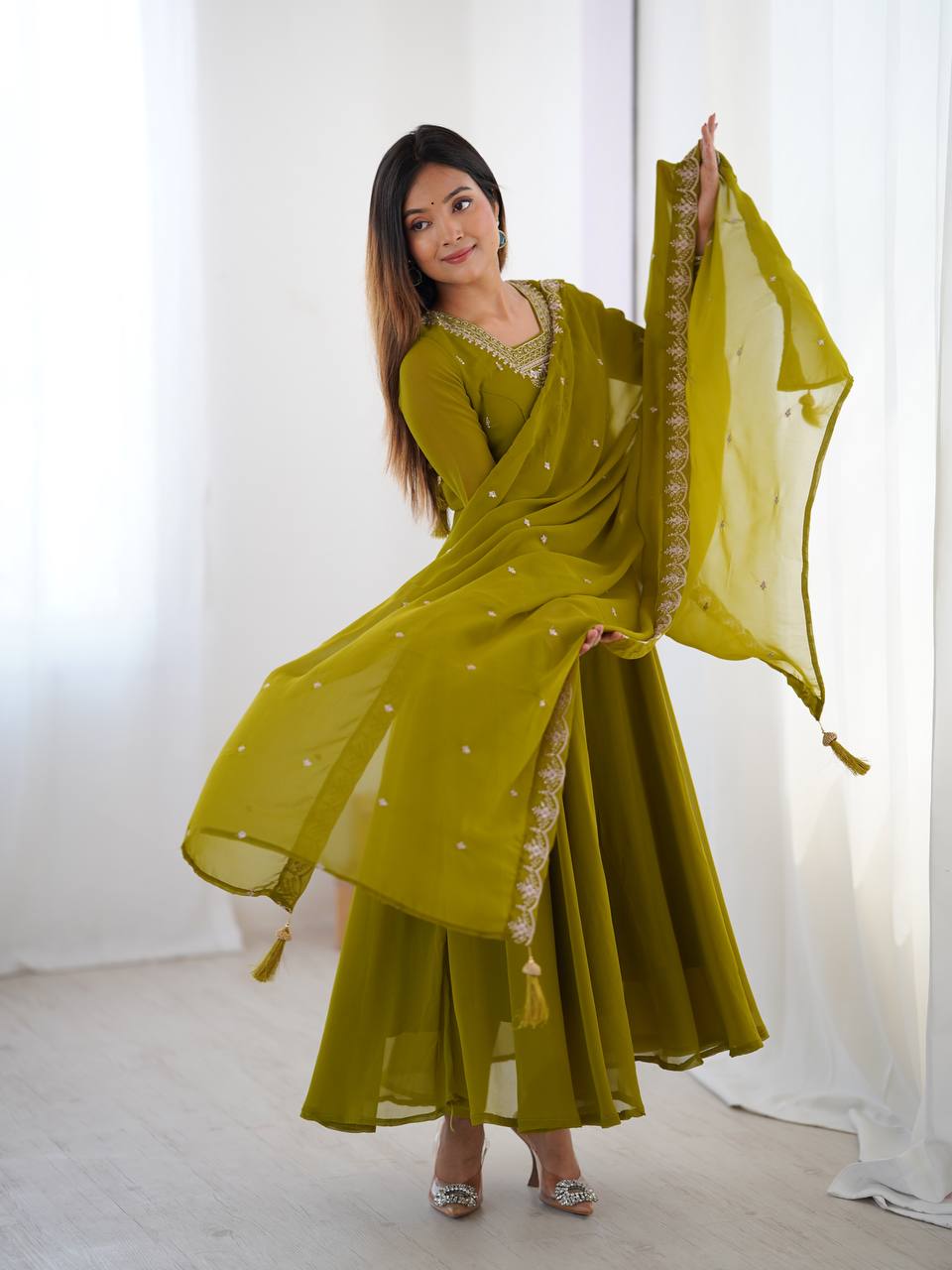 PURE SOFT FOX GEORGETTE FABRIC FULLY FLAIR ANARKALI