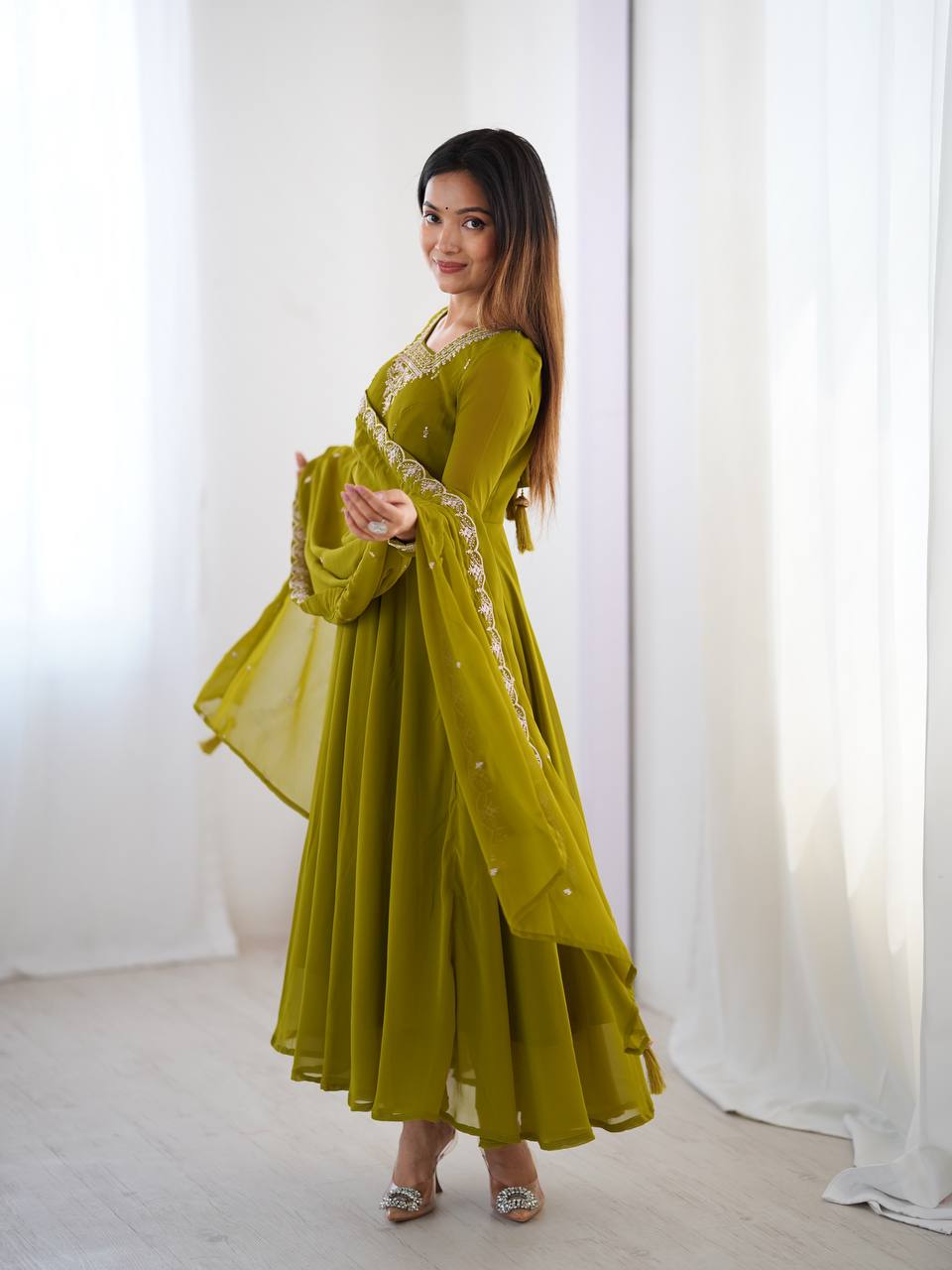 PURE SOFT FOX GEORGETTE FABRIC FULLY FLAIR ANARKALI