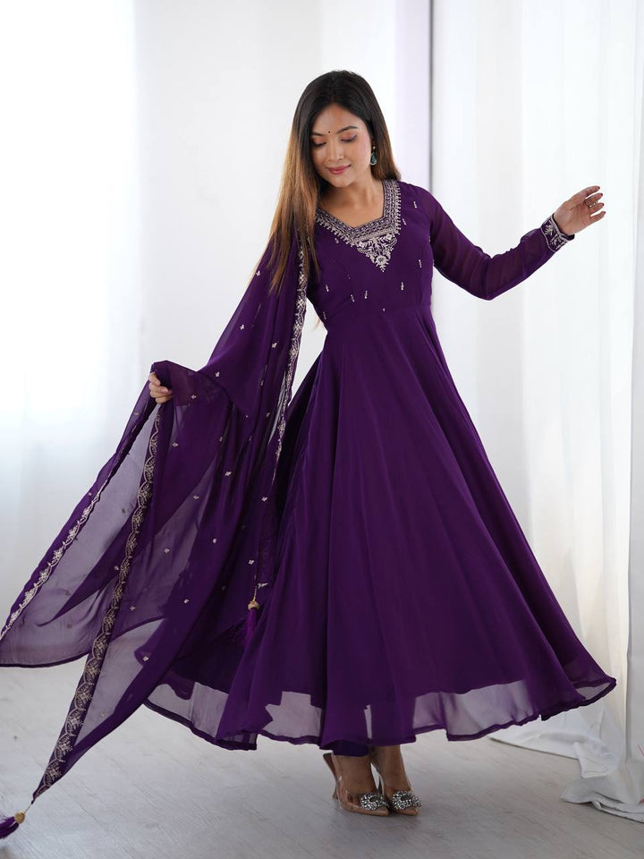 PURE SOFT FOX GEORGETTE FABRIC FULLY FLAIR ANARKALI
