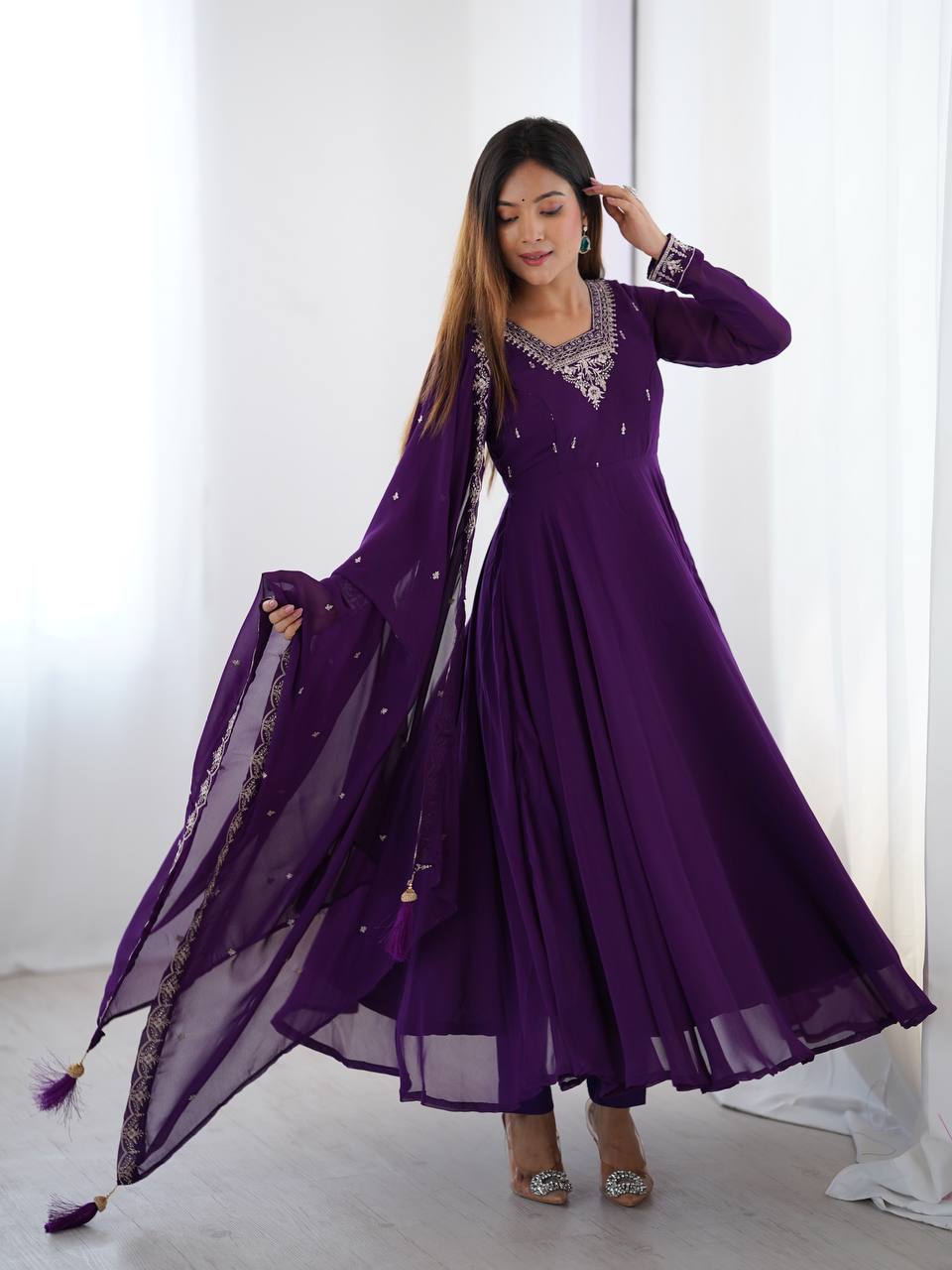 PURE SOFT FOX GEORGETTE FABRIC FULLY FLAIR ANARKALI