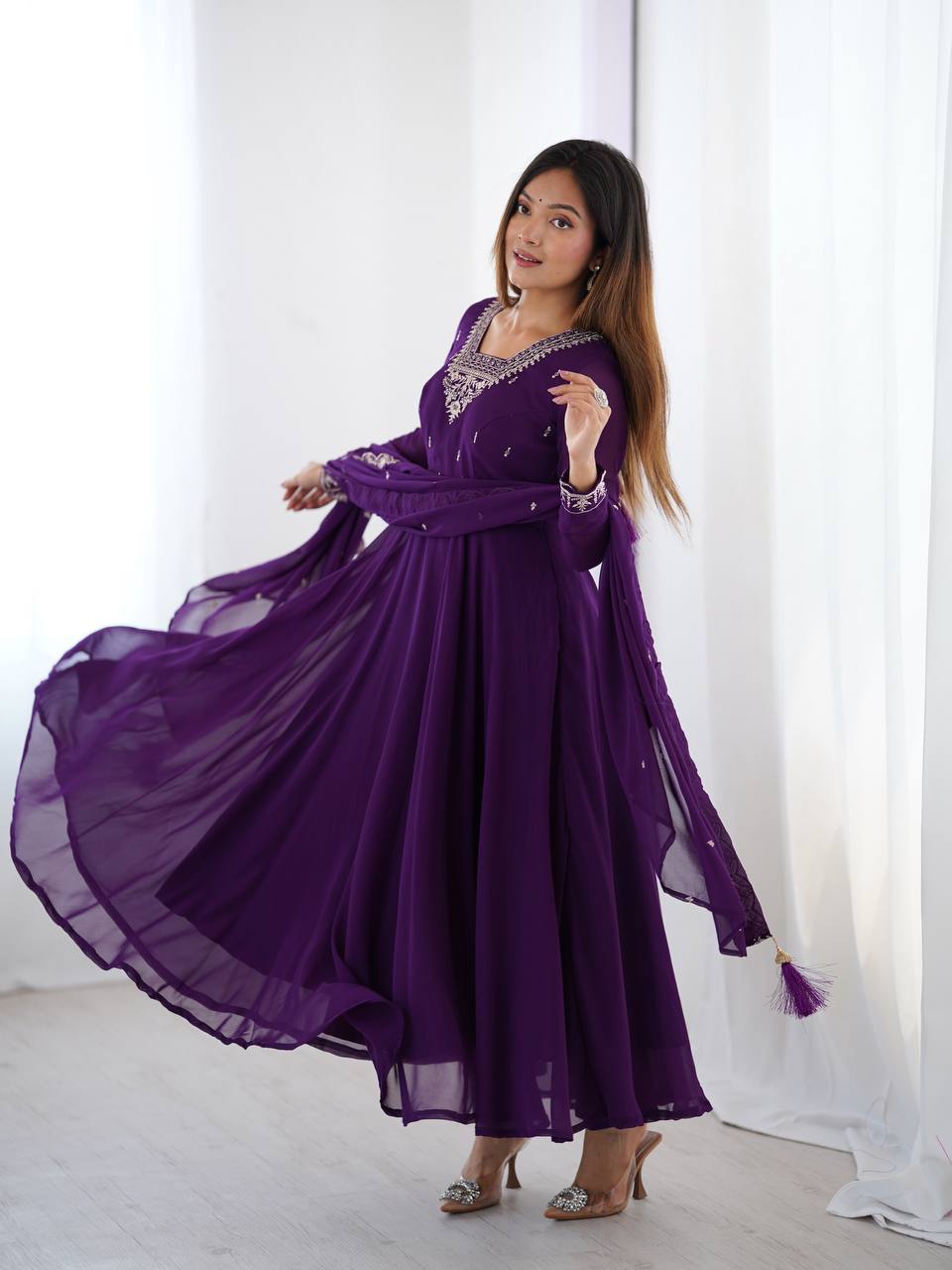 PURE SOFT FOX GEORGETTE FABRIC FULLY FLAIR ANARKALI