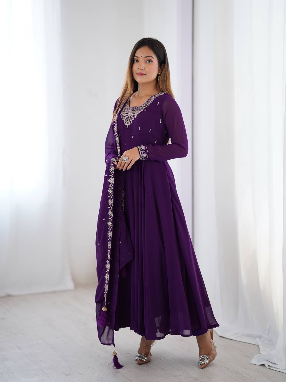 PURE SOFT FOX GEORGETTE FABRIC FULLY FLAIR ANARKALI