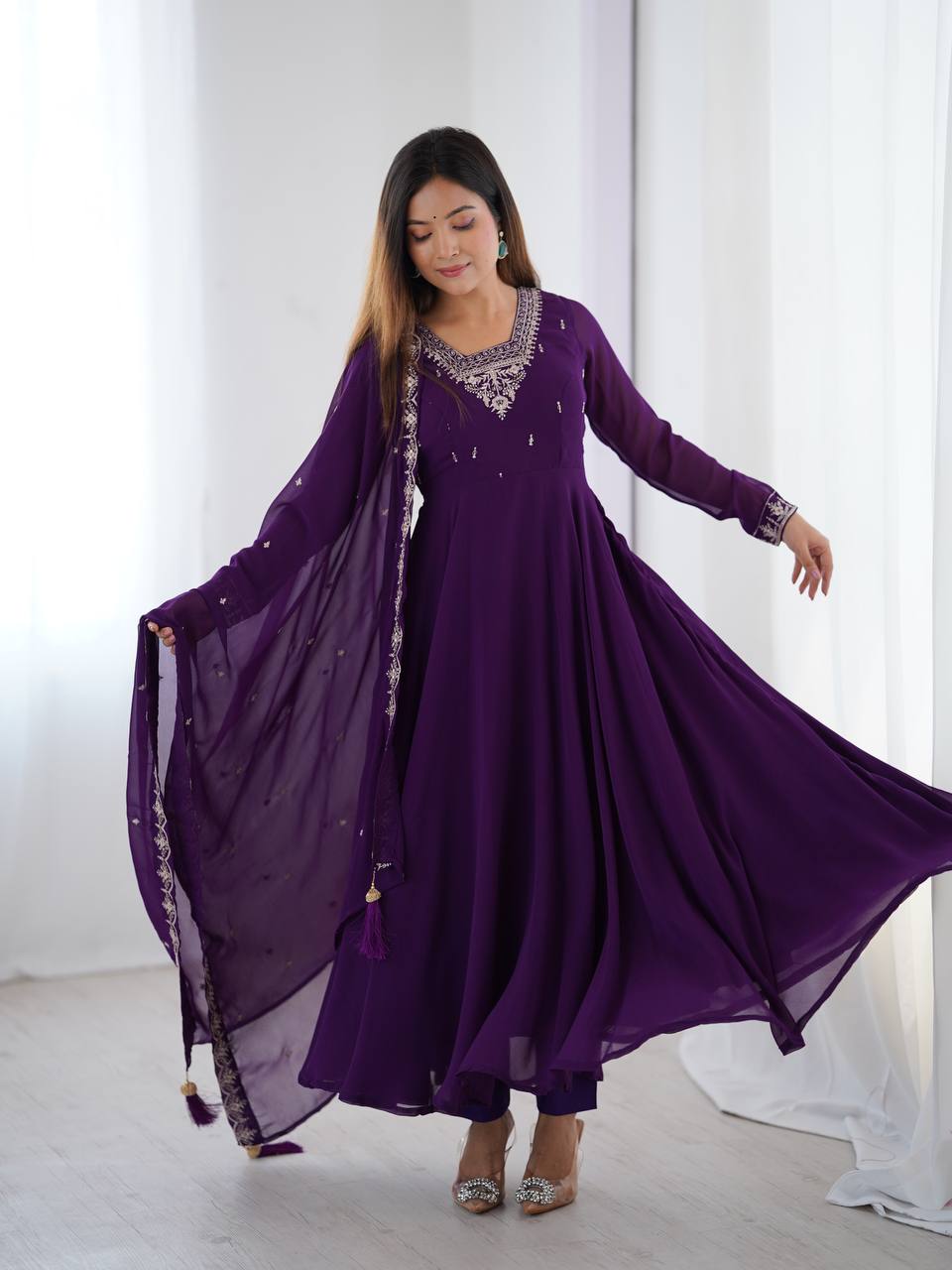 PURE SOFT FOX GEORGETTE FABRIC FULLY FLAIR ANARKALI
