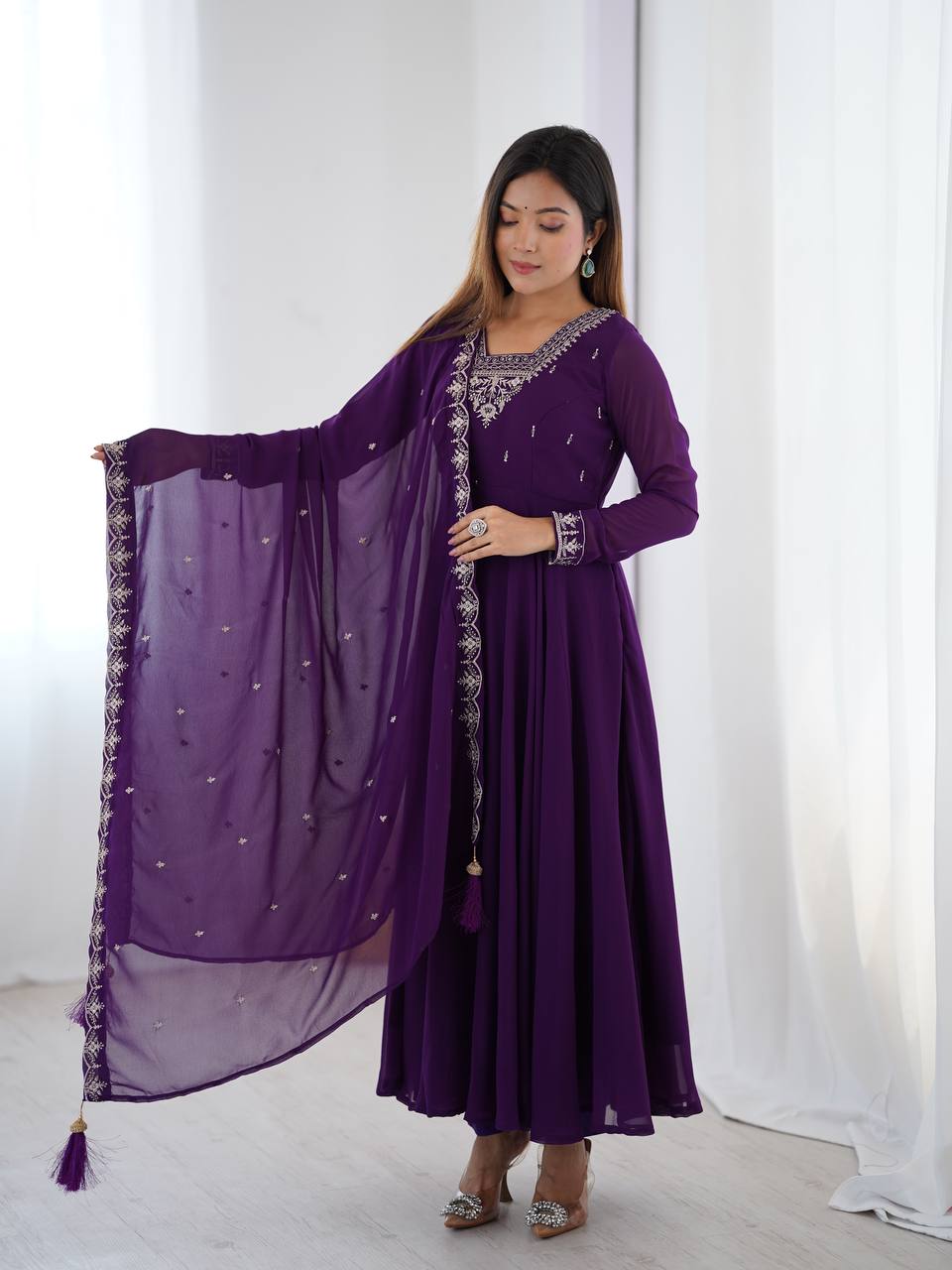 PURE SOFT FOX GEORGETTE FABRIC FULLY FLAIR ANARKALI