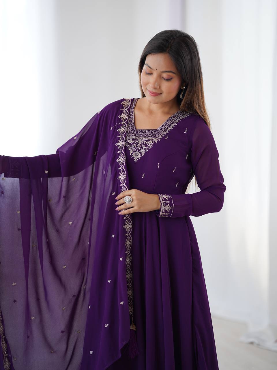 PURE SOFT FOX GEORGETTE FABRIC FULLY FLAIR ANARKALI