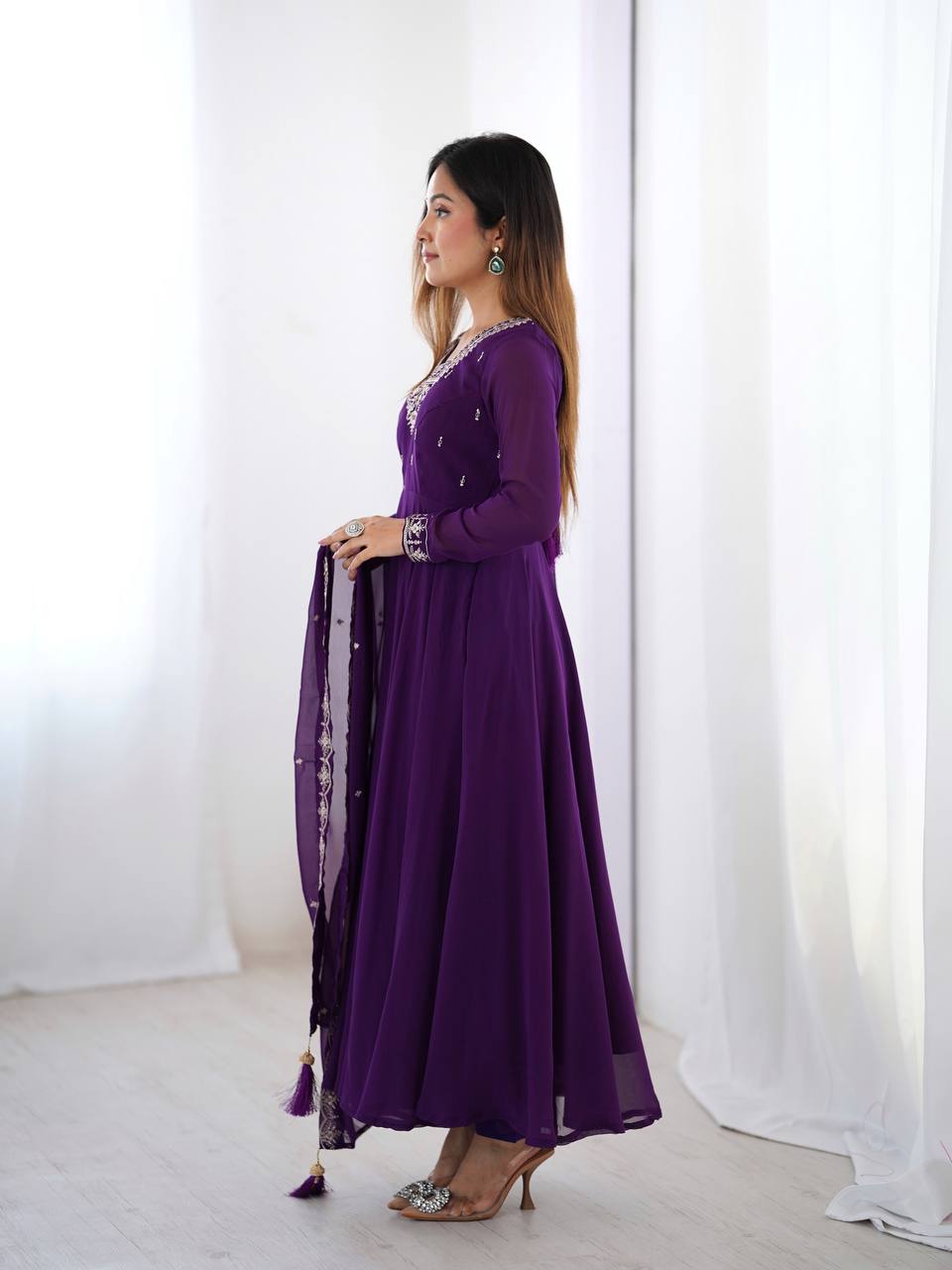 PURE SOFT FOX GEORGETTE FABRIC FULLY FLAIR ANARKALI
