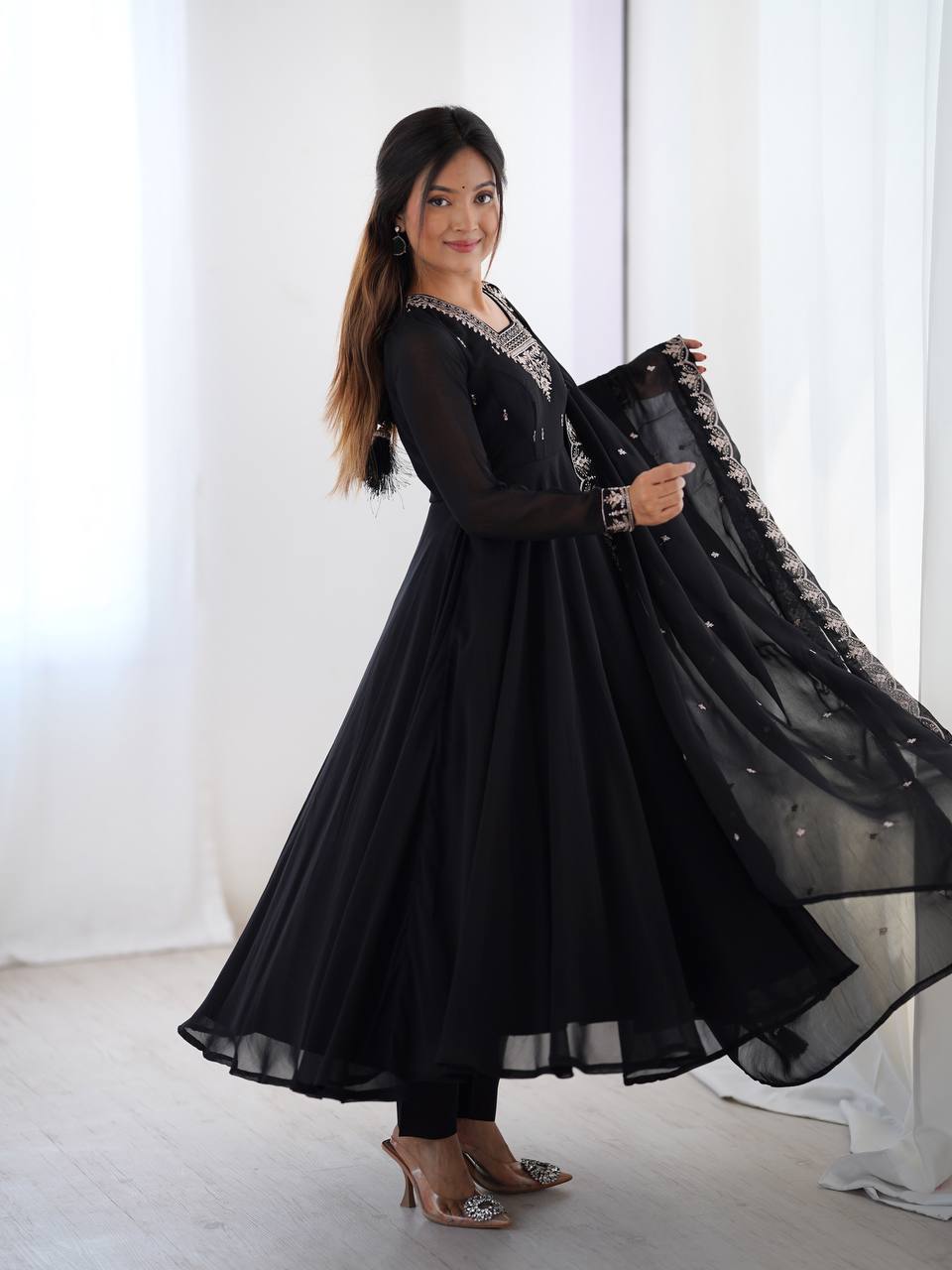 PURE SOFT FOX GEORGETTE FABRIC FULLY FLAIR ANARKALI