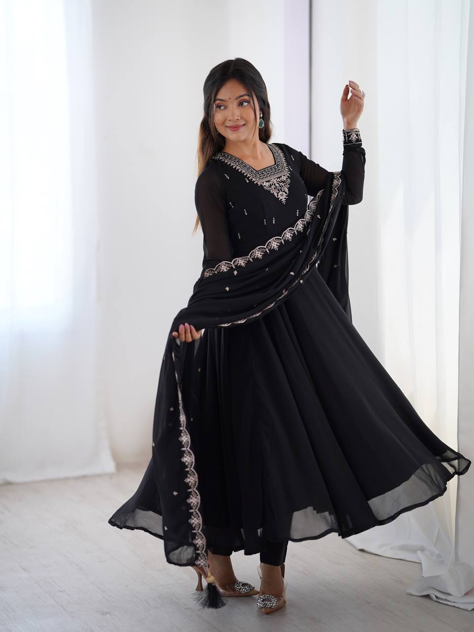 PURE SOFT FOX GEORGETTE FABRIC FULLY FLAIR ANARKALI