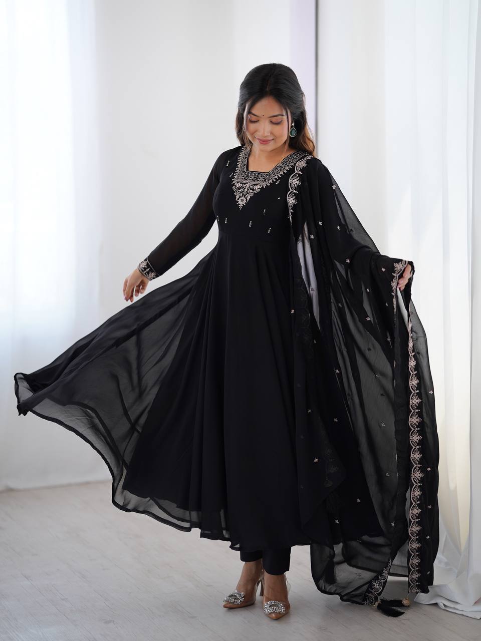 PURE SOFT FOX GEORGETTE FABRIC FULLY FLAIR ANARKALI
