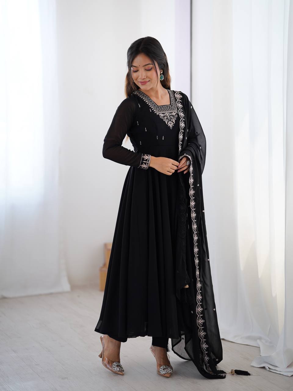PURE SOFT FOX GEORGETTE FABRIC FULLY FLAIR ANARKALI