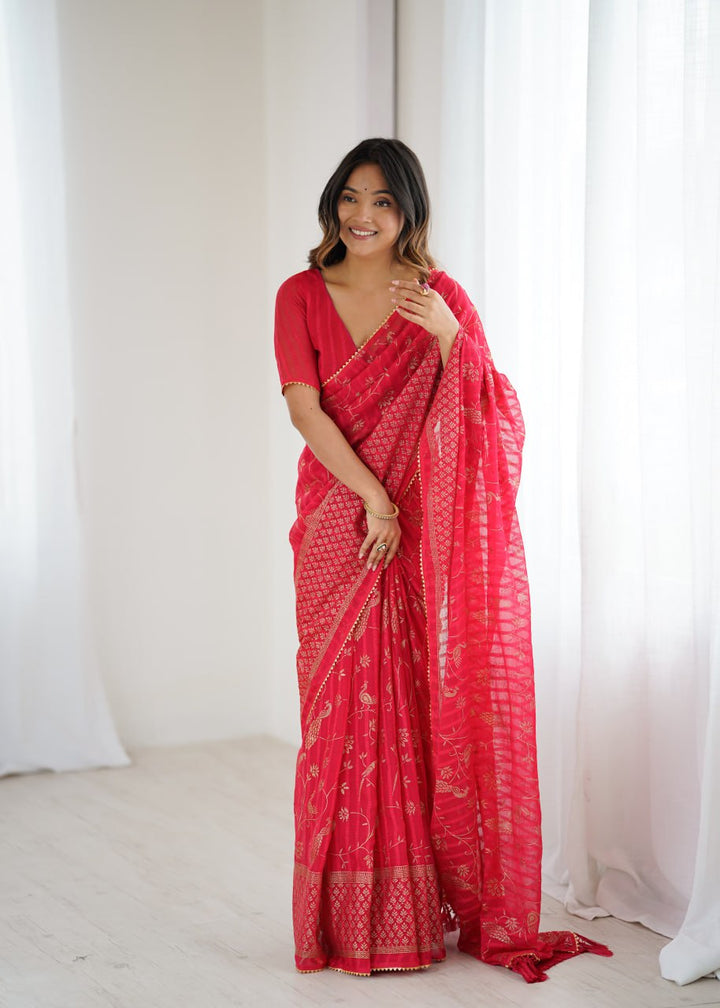 FOIL WORK SAREE WITH RICH COLLORS