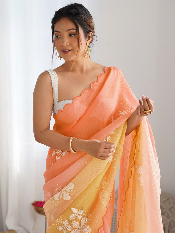 LOVELY COLORS SAREES WITH AMBRDRY WORK