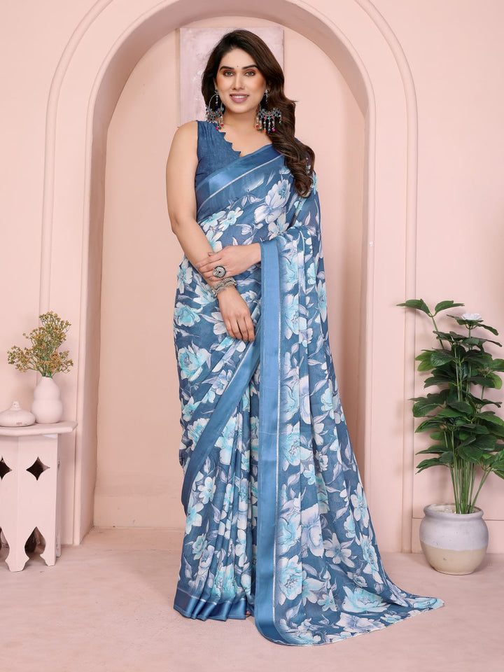 FLORAL SAREES WITH LIGHT COLORS